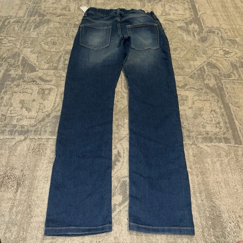 New GAP DISTRESSED STRETCH SLIM PULL-ON DRAWSTRING BLUE JEANS XL‎ 12-13 Boys